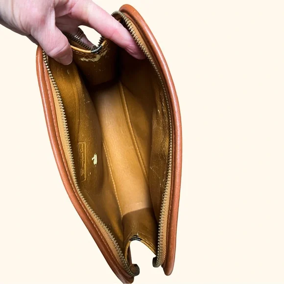 MCM Brown Toiletry Bag with Logo Pattern, top zip closure, *see notes below - Picture 9 of 14